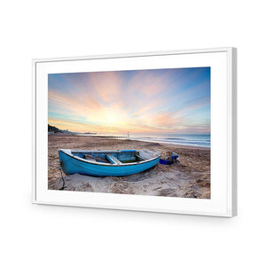 Abandoned Row Boat | Standard Acrylic | Flat Frame With Border | White