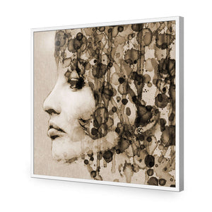 Abstract Hair, Sepia (square) | Classic Acrylic | Flat Frame No Border | White