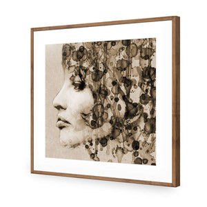 Abstract Hair, Sepia (square) | Classic Acrylic | Flat Frame With Border | Natural
