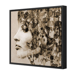 Abstract Hair, Sepia (square) | Classic Canvas | Floating Frame | Black