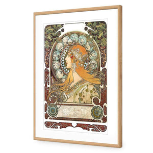 Alphonse Mucha - Zodiac | Classic Acrylic | Flat Frame With Border | Oak