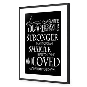 Always Remember, B&W | Standard Acrylic | Flat Frame With Border | Black