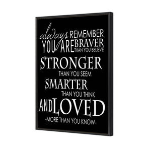 Always Remember, B&W | Standard Canvas | Floating Frame | Black