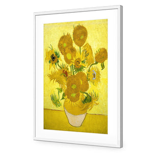 Another Vase Of Sunflowers by Van Gogh | Standard Acrylic | Flat Frame With Border | White