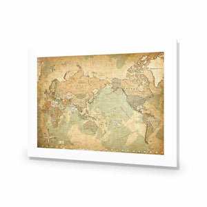 Antique World Map | Standard Acrylic | No Frame With Border