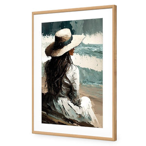 Beach Beauty | Classic Acrylic | Flat Frame With Border | Oak