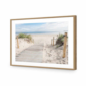 Beach Path | Standard Acrylic | Flat Frame With Border | Oak