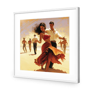 Beach Tango | Classic Acrylic | Flat Frame With Border | White