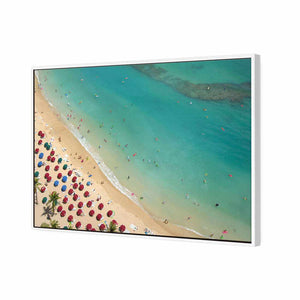 Birds Eye Beach | Standard Canvas | Floating Frame | White