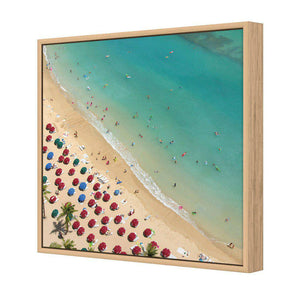 Birds Eye Beach, Square | Classic Canvas | Floating Frame | Oak
