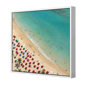 Birds Eye Beach, Square | Classic Canvas | Floating Frame | White