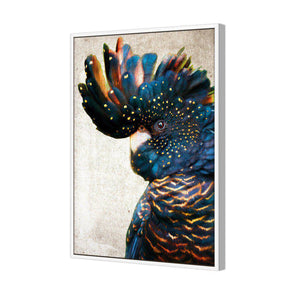 Black Cockatoo Side, Grunge | Standard Canvas | Floating Frame | White