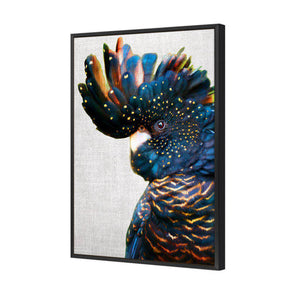 Black Cockatoo Side, Linen | Classic Canvas | Floating Frame | Black