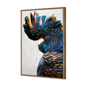 Black Cockatoo Side, Linen | Classic Canvas | Floating Frame | Natural
