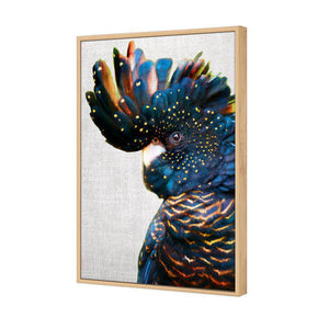 Black Cockatoo Side, Linen | Classic Canvas | Floating Frame | Oak