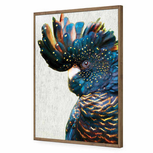 Black Cockatoo Side, Paper | Standard Acrylic | Flat Frame No Border | Natural