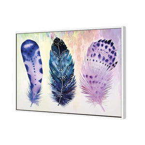 Boho Feathers | Standard Canvas | Floating Frame | White