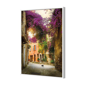 Bougainvillea Alley | Standard Canvas | Floating Frame | White