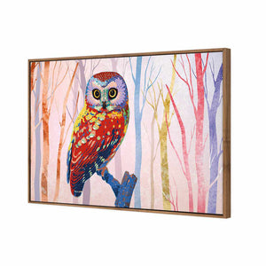 Bright Wise Owl, Light | Standard Canvas | Floating Frame | Natural