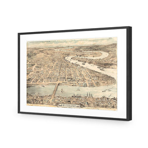 Brisbane 1888 | Standard Acrylic | Flat Frame With Border | Black