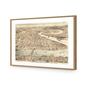 Brisbane 1888 | Standard Acrylic | Flat Frame With Border | Oak