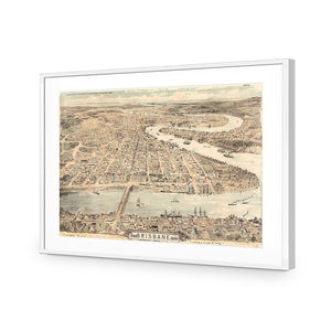 Brisbane 1888 | Standard Acrylic | Flat Frame With Border | White