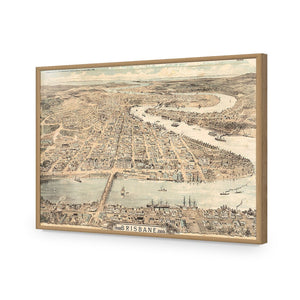 Brisbane 1888 | Standard Acrylic | Flat Frame No Border | Oak