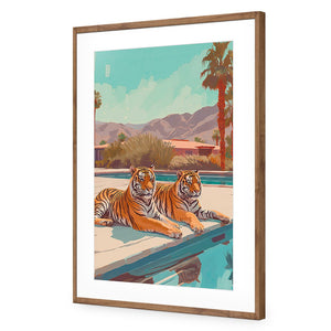By the Pool | Classic Acrylic | Flat Frame With Border | Natural