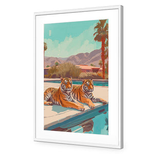 By the Pool | Classic Acrylic | Flat Frame With Border | White