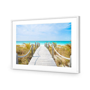 Caicos Island | Standard Acrylic | Flat Frame With Border | White