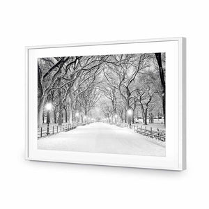 Central Park Dawn in Snow | Classic Acrylic | Flat Frame With Border | White