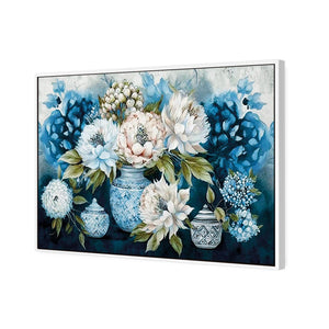 Classic Floral | Classic Canvas | Floating Frame | White