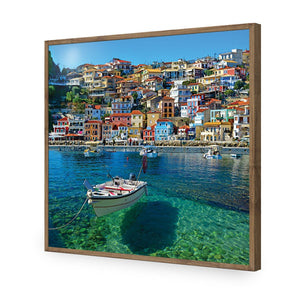 Clear Waters Of Greece, Square | Classic Acrylic | Flat Frame No Border | Natural