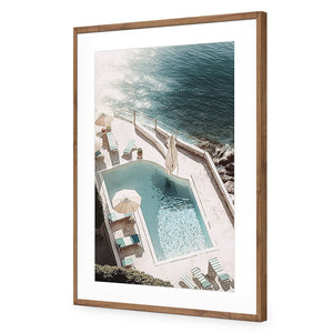 Cliff Poolside | Classic Acrylic | Flat Frame With Border | Natural