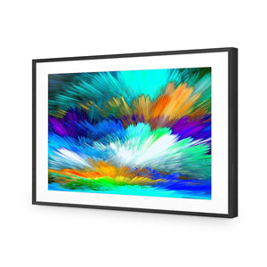 Cloud Explosion, Blue | Standard Acrylic | Flat Frame With Border | Black