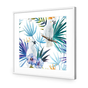 Cockatoo On High, Square | Standard Acrylic | Flat Frame With Border | White