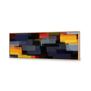 Colliding Blocks | Classic Canvas | Floating Frame | Oak