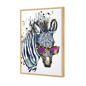 Cool Zebra | Classic Canvas | Floating Frame | Oak