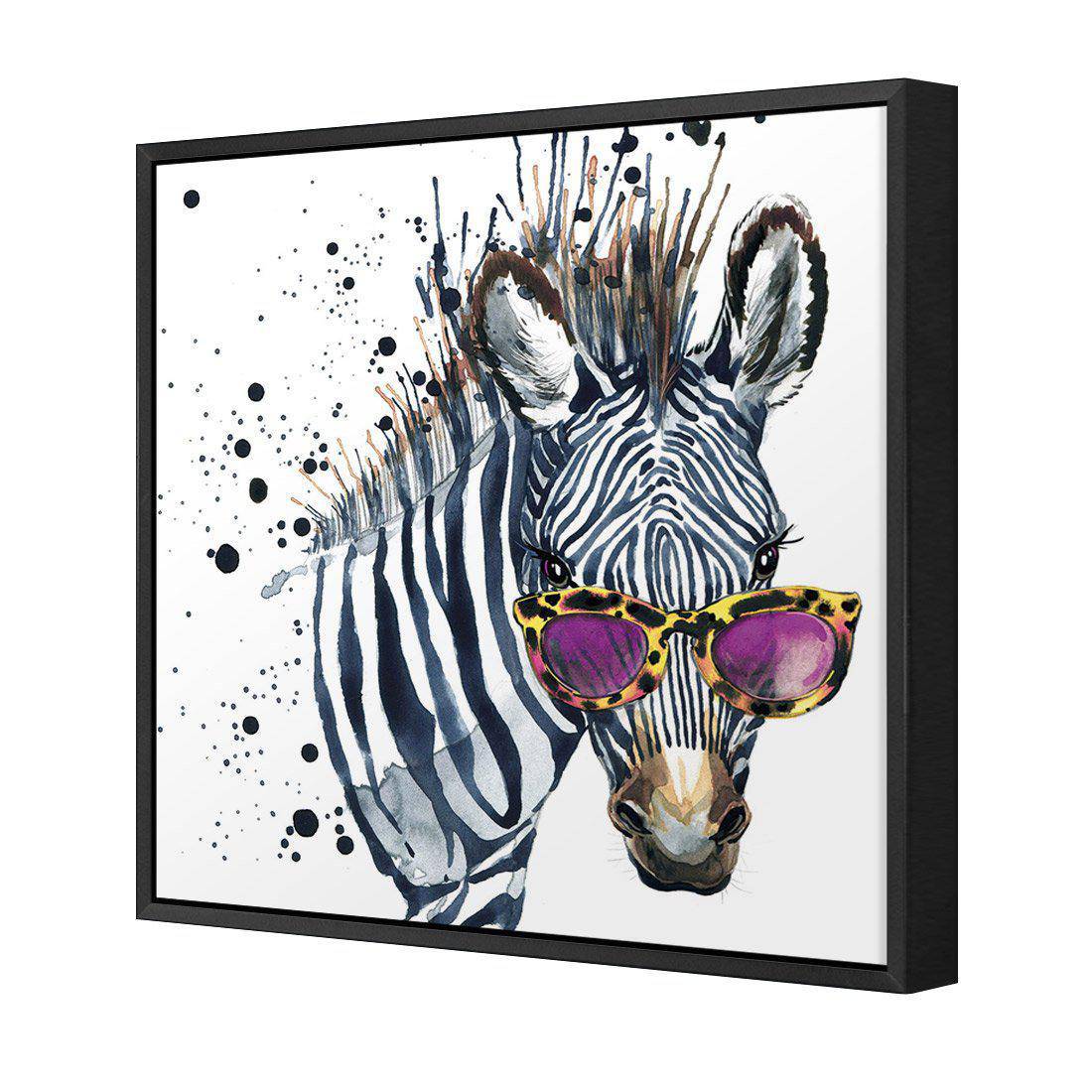 Cool Zebra, Square | Standard Canvas | Floating Frame | Black
