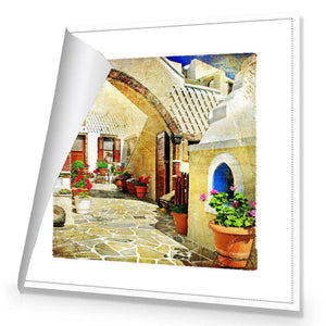 Courtyard Of Santorini | Standard Canvas | No Frame | Rolled Canvas