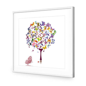 Day Dream Tree, Square | Classic Acrylic | Flat Frame With Border | White
