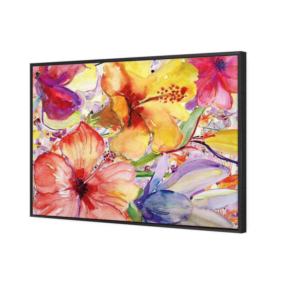 Day Lily And Irises | Standard Canvas | Floating Frame | Black