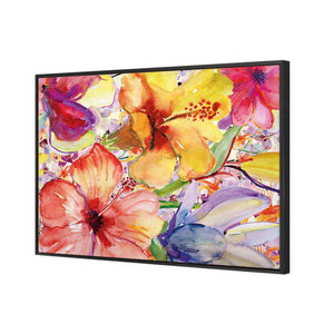 Day Lily And Irises | Standard Canvas | Floating Frame | Black