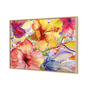 Day Lily And Irises | Standard Canvas | Floating Frame | Oak