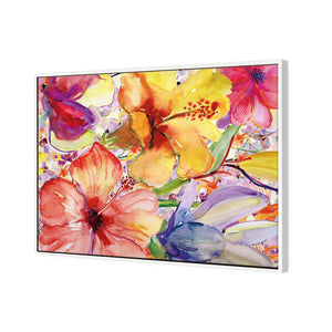 Day Lily And Irises | Standard Canvas | Floating Frame | White