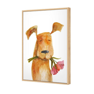 Doggy Valentine | Standard Canvas | Floating Frame | Oak