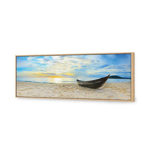 Finished Fishing, Long | Standard Canvas | Floating Frame | Oak