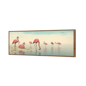 Flamingo Chill | Standard Canvas | Floating Frame | Natural