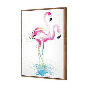 Flirty Flamingos | Standard Canvas | Floating Frame | Natural