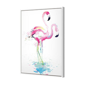 Flirty Flamingos | Standard Canvas | Floating Frame | White